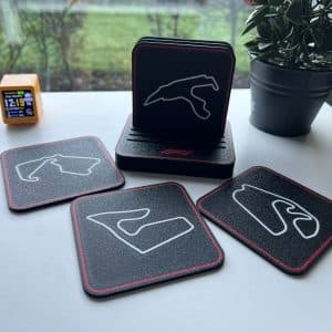 Customisable 3D Printed Motorsport Track-Outline Coaster Set